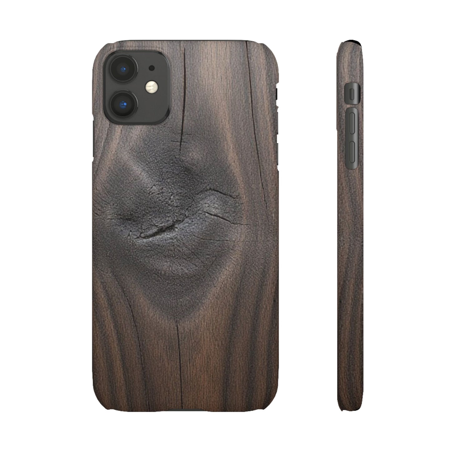 iPhone Snap Case – Dark Wood Grain Design