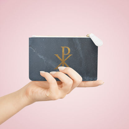 “Divine Seal” | Women’s Mini Clutch in Granite – Gold Chi Rho Elegance