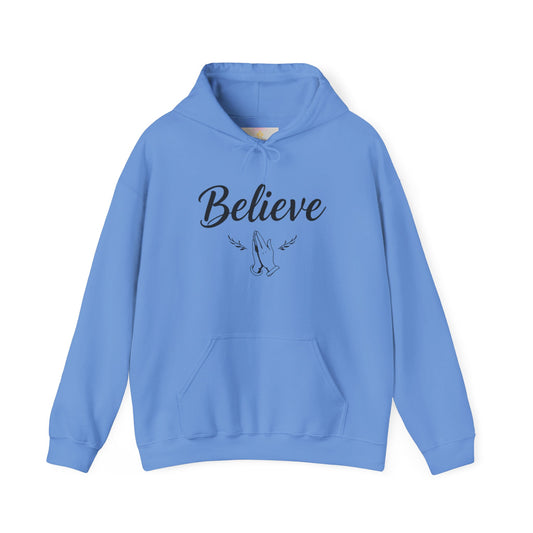 Believe - Women's Christian Hoodie with Praying Hands