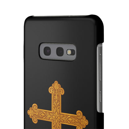 Black Samsung Snap Case – Gold Cross Design