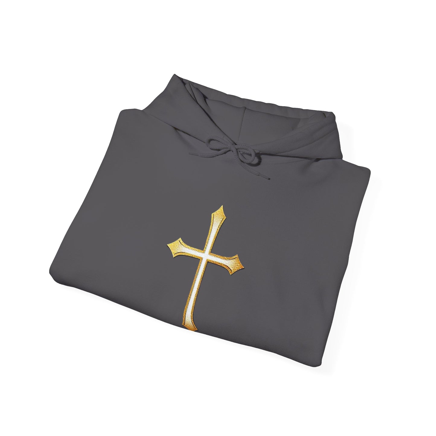 Men’s Gold Cross Hoodie – Bold Christian Faith Hoodie with Front & Back Design