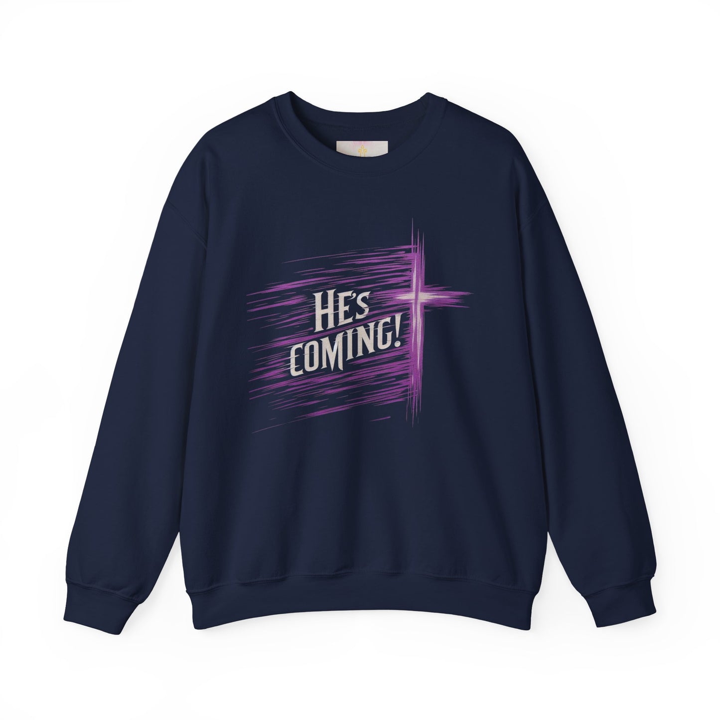 Hope in His Return – Women’s Christian Crewneck Sweater Featuring “He’s Coming”