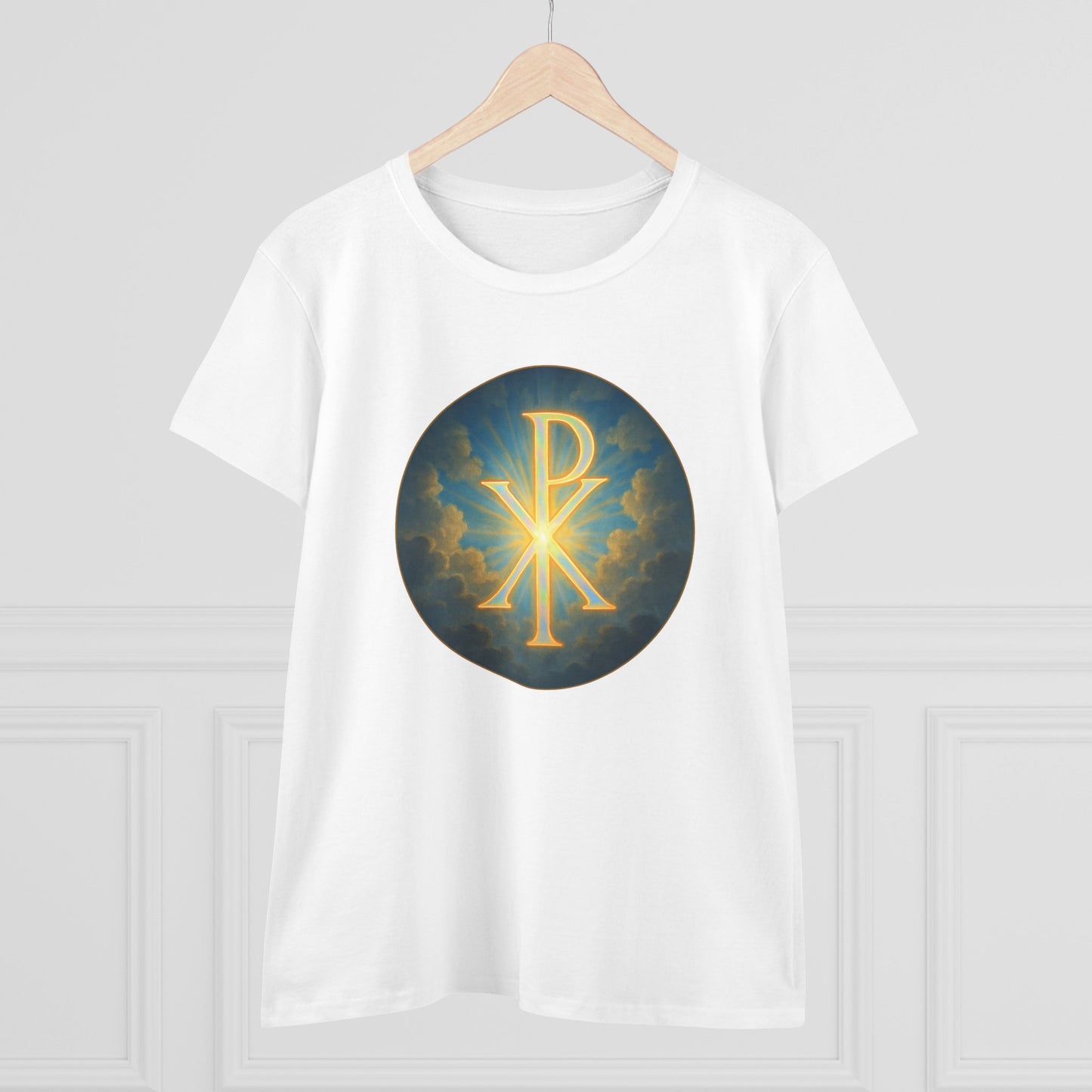 Marked by Majesty – Women’s Tee with Bold Chi Rho Emblem