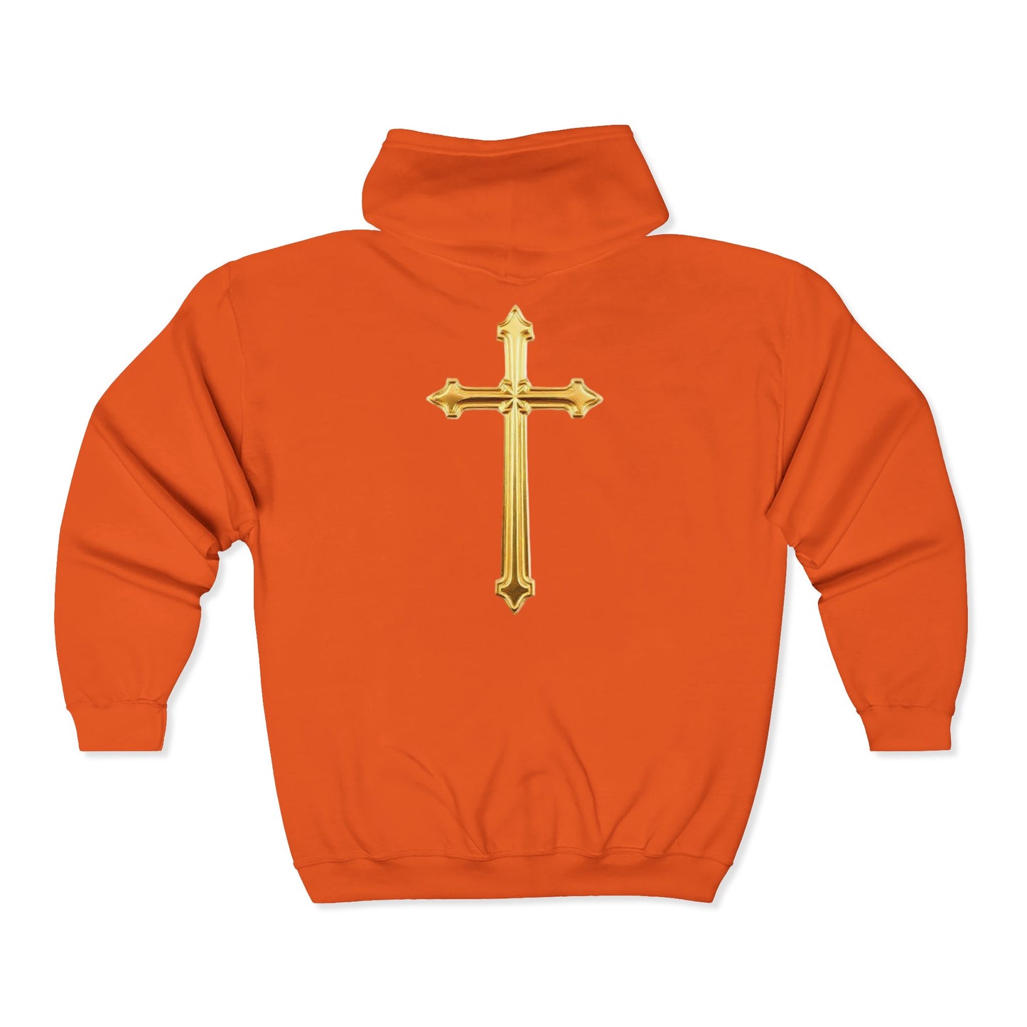 Golden Grace Women's Zip-Up Hoodie with Gold Cross Design