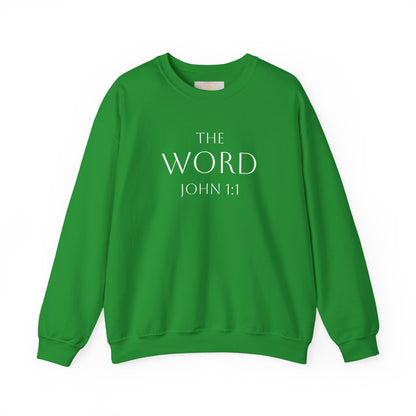 “The Word Eternal” – Men’s Christian Sweatshirt with White Lettering (John 1:1)