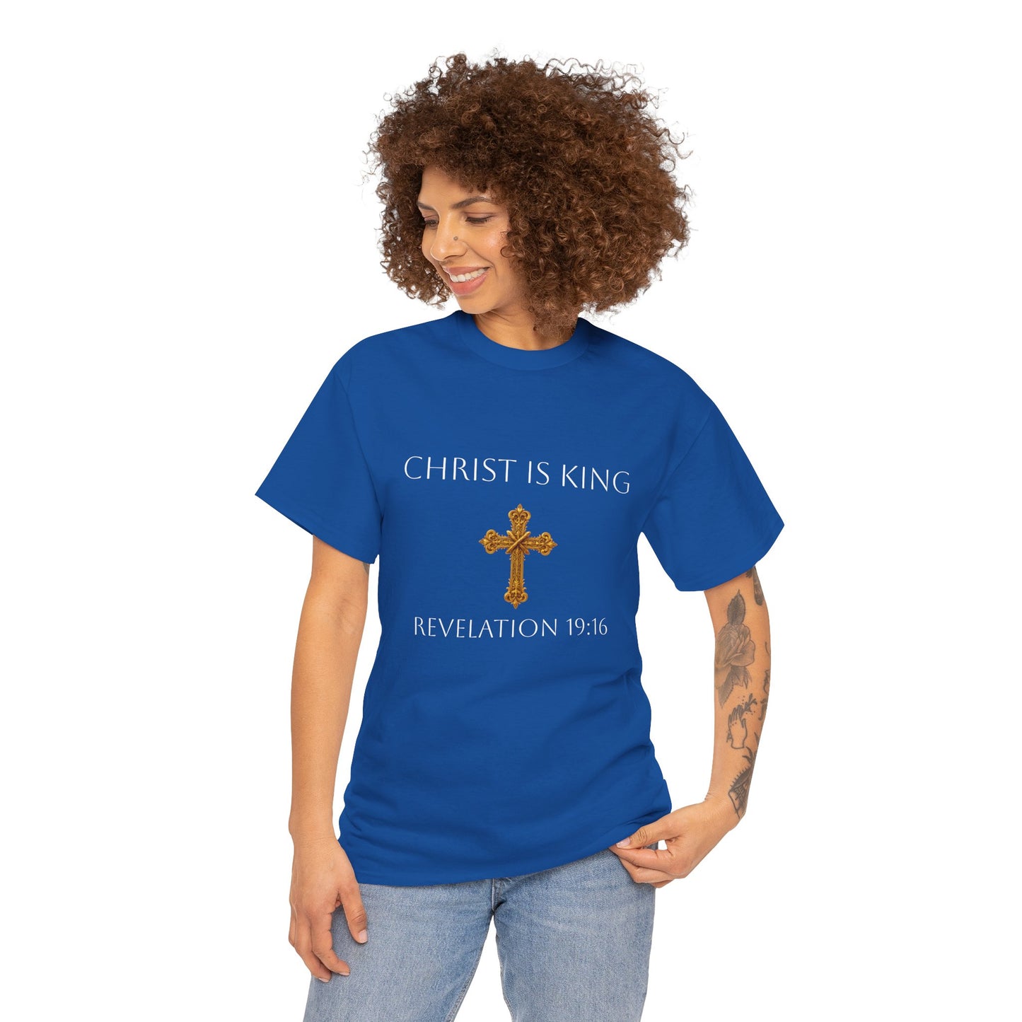 Christ is King Women’s Christian Tee (White Lettering)