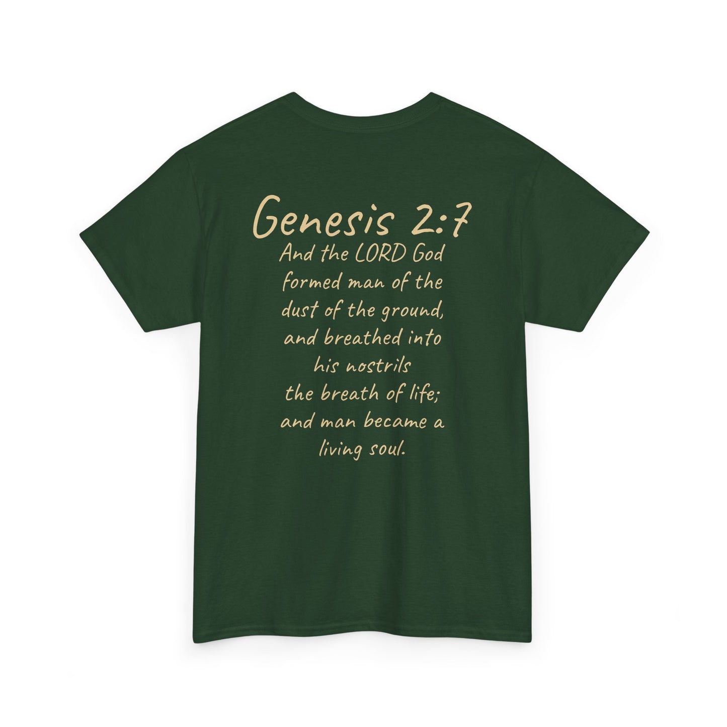 Formed from the Dust | Men’s Christian T-Shirt with Genesis 2:7 (Light Lettering)