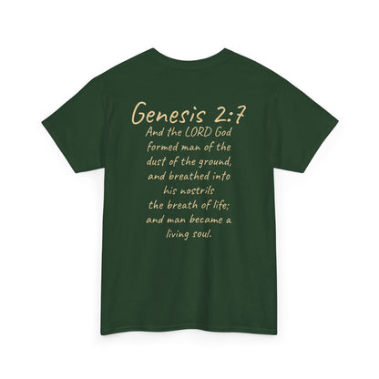 Formed from the Dust | Men’s Christian T-Shirt with Genesis 2:7 (Light Lettering)