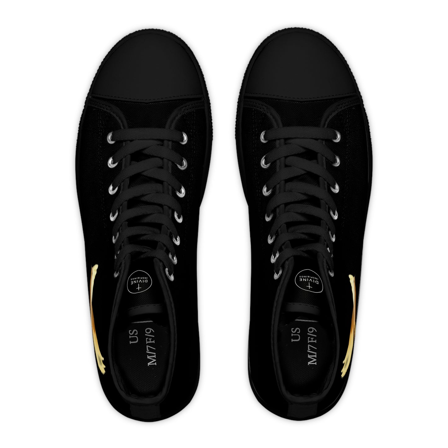 Rise in Grace – Women’s High-Top Canvas Sneakers in Black with Dove Design