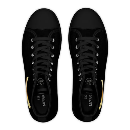 Rise in Grace – Women’s High-Top Canvas Sneakers in Black with Dove Design