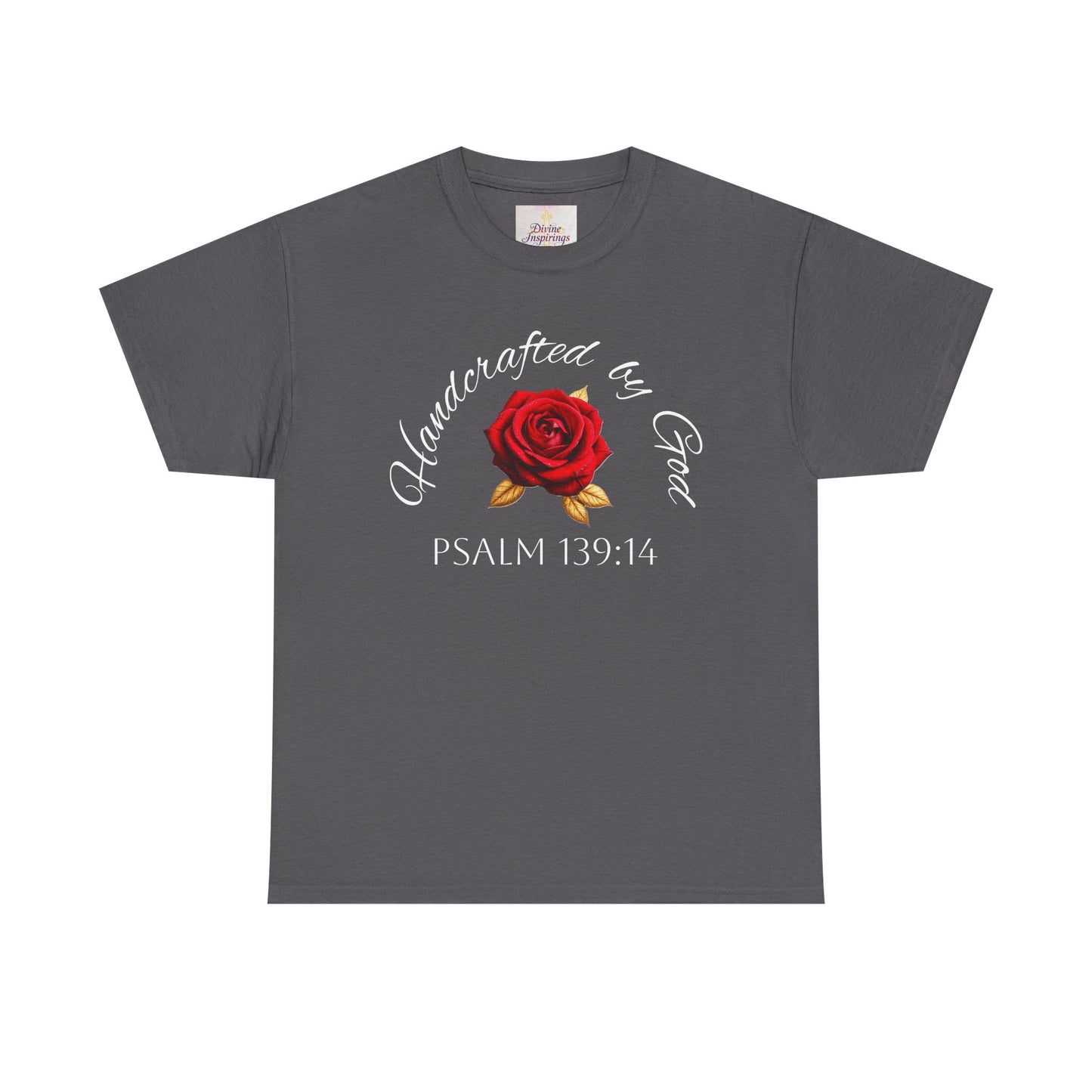 Handcrafted by God (Rose) - Woman's Christian T-Shirt (White Lettering)