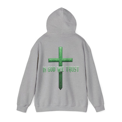 Stand Firm – Men’s Christian Hoodie with “In God We Trust” Cross Design