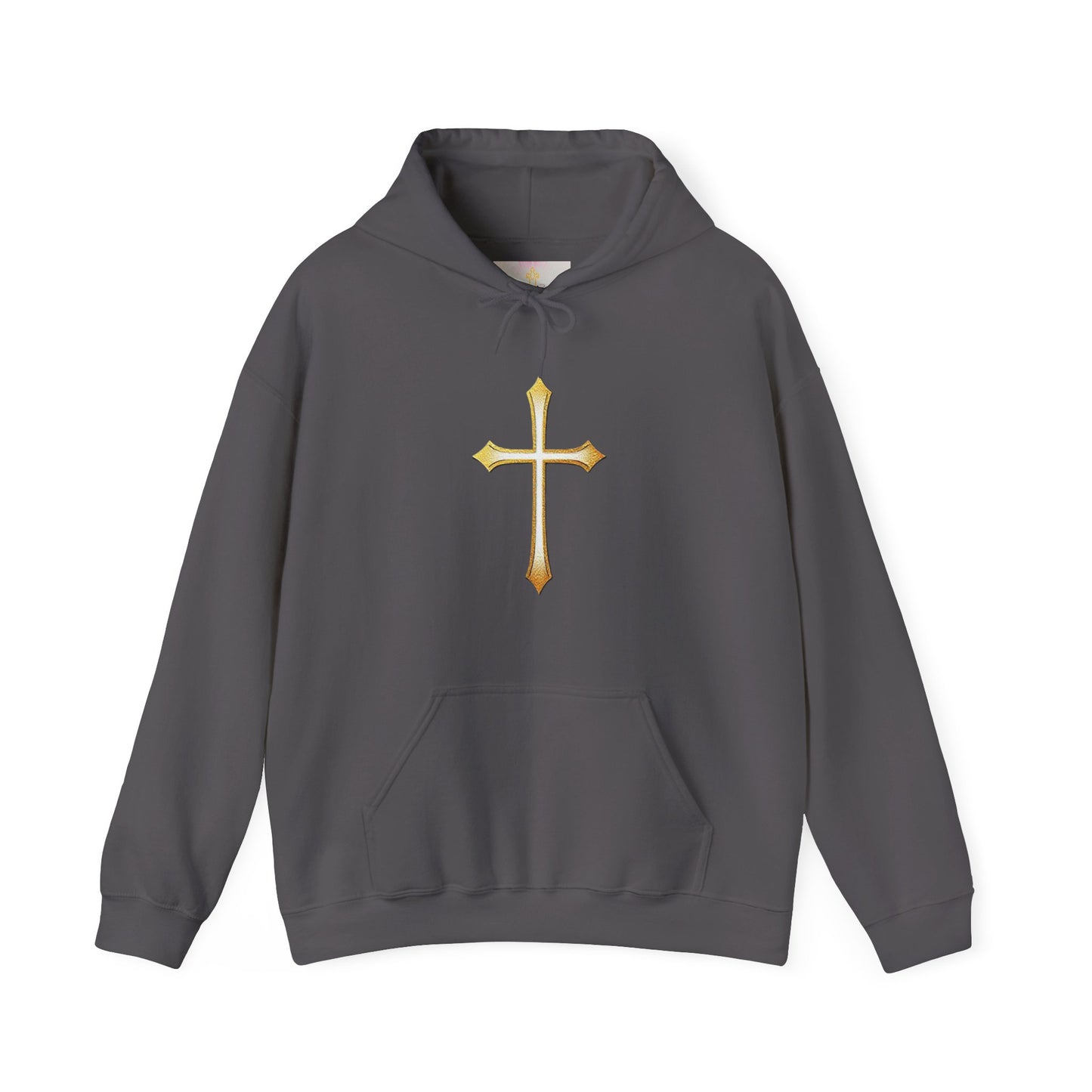 Men’s Gold Cross Hoodie – Bold Christian Faith Hoodie with Front & Back Design