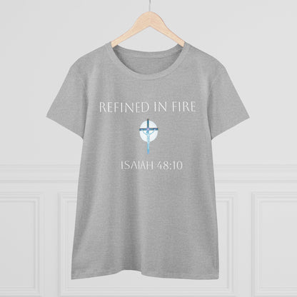 Through the Fire – Chosen & Refined Christian Tee (Isaiah 48:10) (White Lettering)