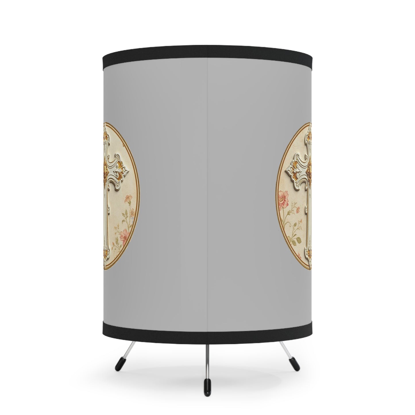 Pure Light – Ivory Cross Tripod Lamp for Faith-Filled Rooms