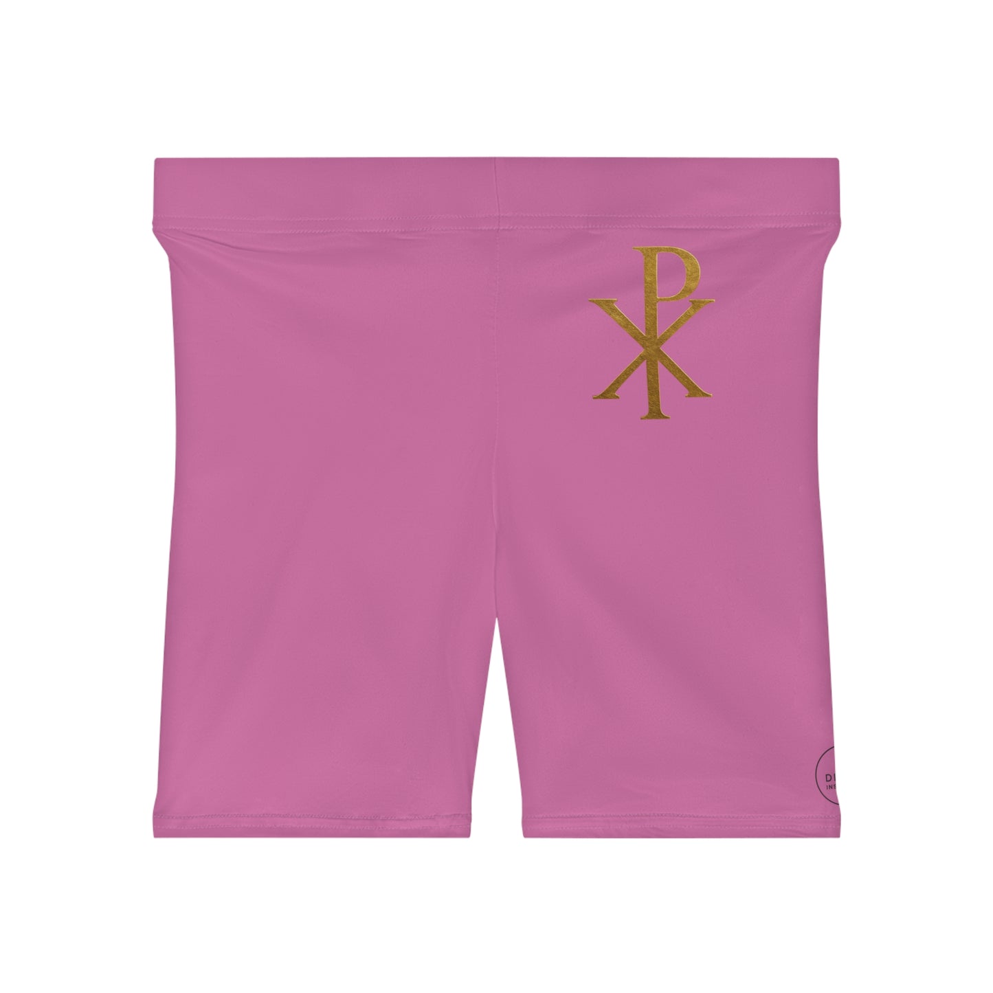 Chi Rho Women’s Biking Christian Shorts in Pink – Strength and Victory in Christ
