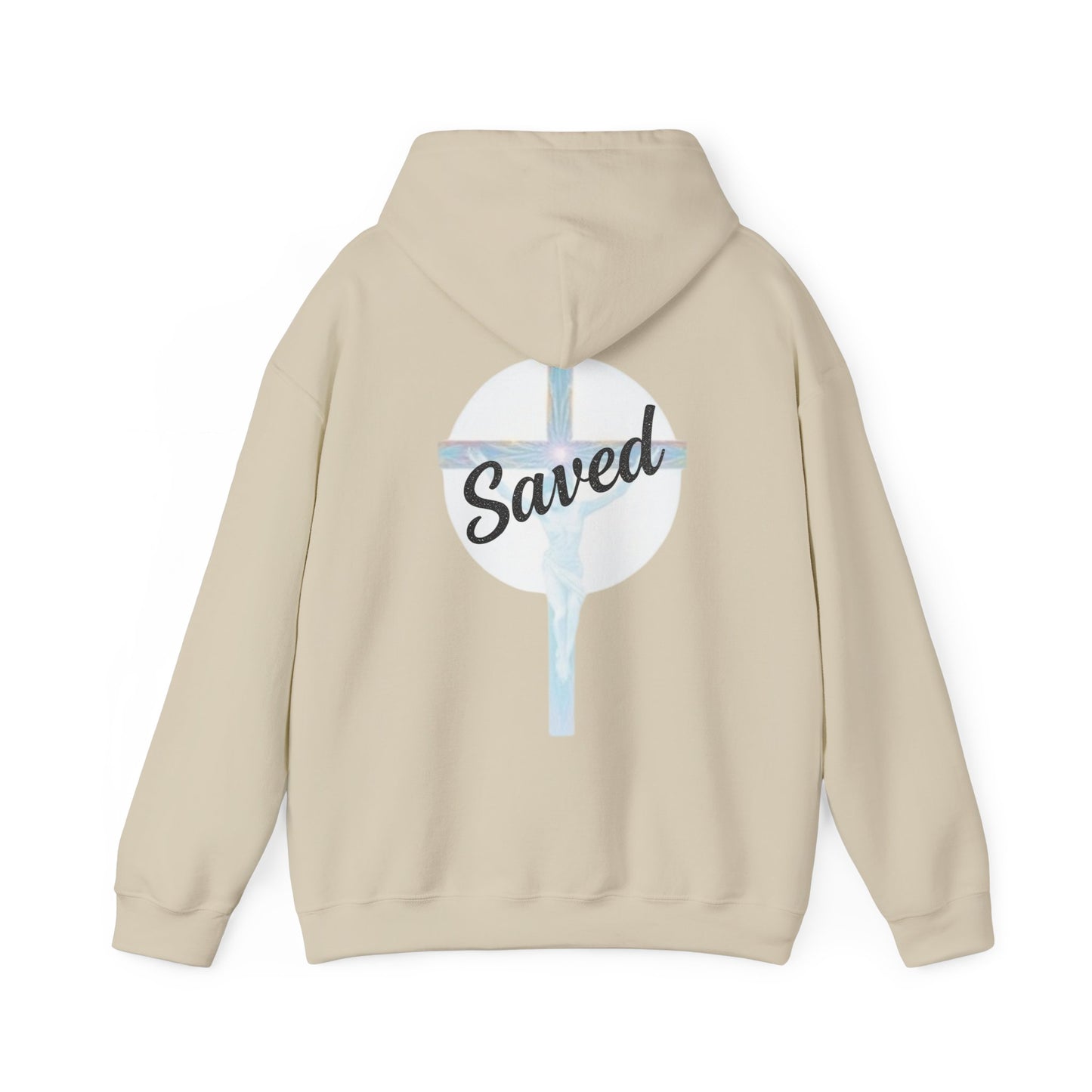 Saved in Christ – Men’s Faith Hoodie with Cross Design