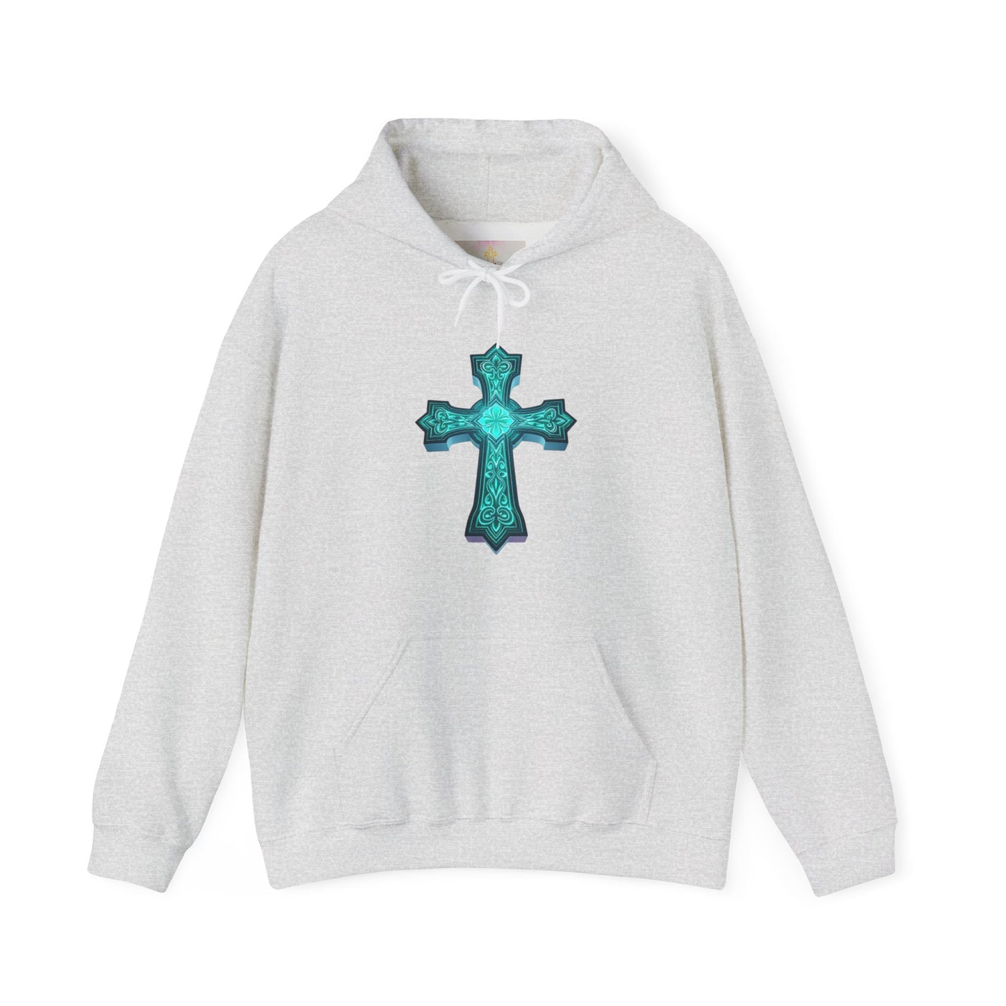Women’s Heavenly Glow Hoodie – Luminous Cross Christian Design