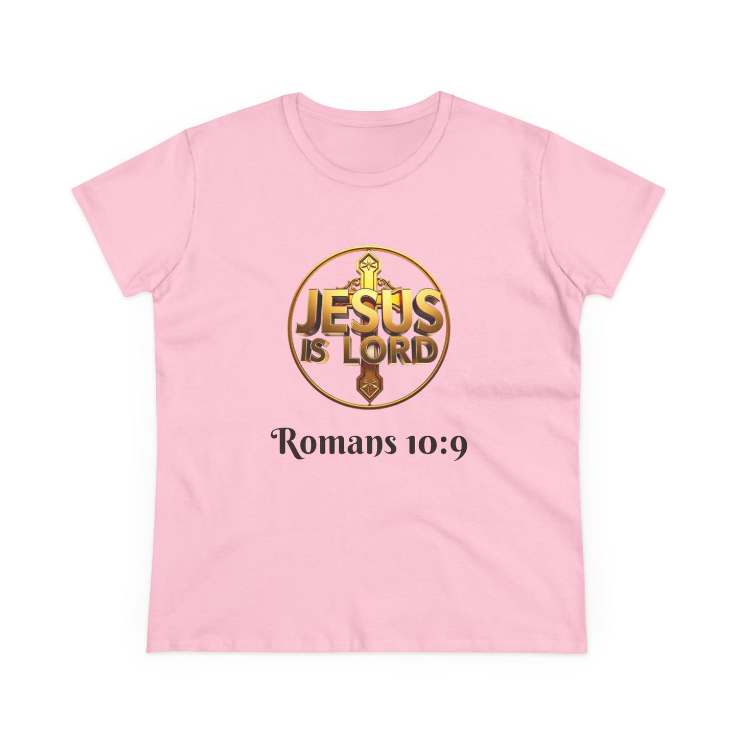 Women’s Romans 10:9 Christian T-Shirt – Jesus Is Lord & He Is Risen (Dark Lettering)