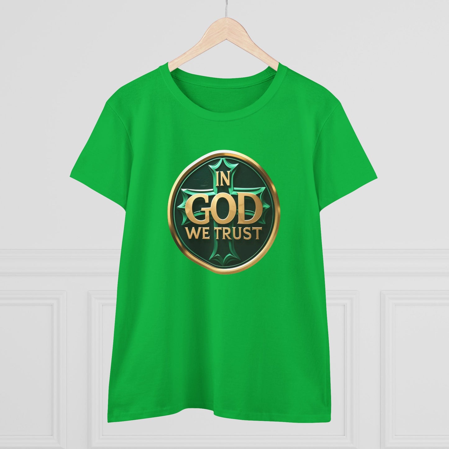 In God We Trust – Bold Gold Cross Women's Tee