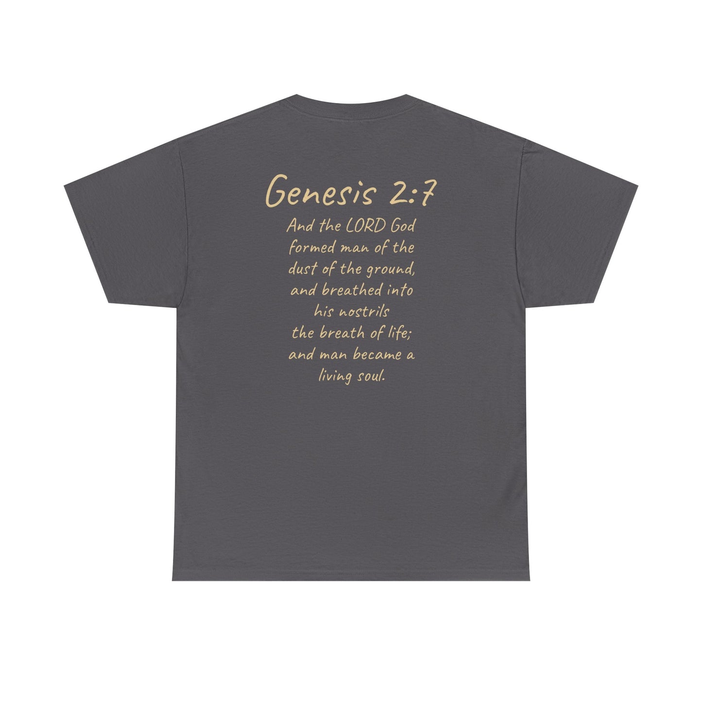 Formed from the Dust | Men’s Christian T-Shirt with Genesis 2:7 (Light Lettering)