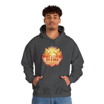“Refined in Fire” Christian Hoodie – Bold Flame Design Faith Pullover