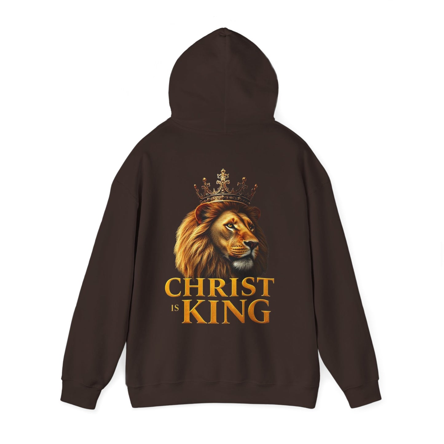 Alpha & Omega Power – Men’s Hoodie with Crowned Lion and Gold Cross