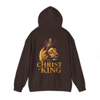 Alpha & Omega Power – Men’s Hoodie with Crowned Lion and Gold Cross
