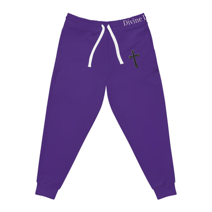 Men’s Black Cross Jogger Pants in Purple – Faith-Inspired Comfort & Everyday Style