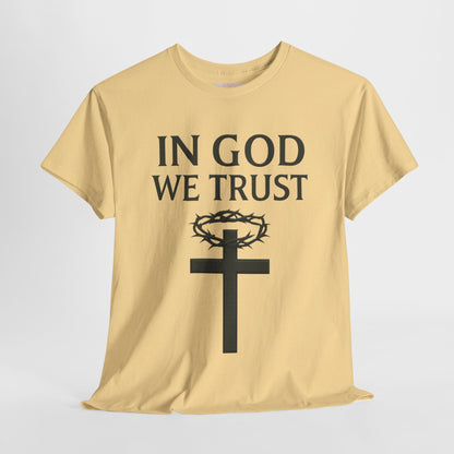 In God We Trust – Men’s Christian Tee with Cross & Crown of Thorns