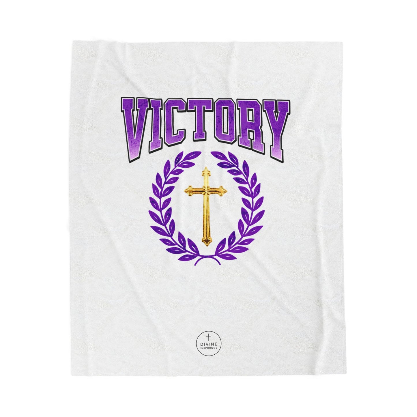 Victory in Christ Plush Velveteen Blanket