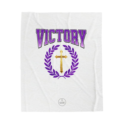 Victory in Christ Plush Velveteen Blanket