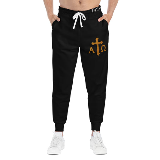 Men’s Alpha & Omega Jogger Pants in Black – Comfortable Faith-Inspired Style