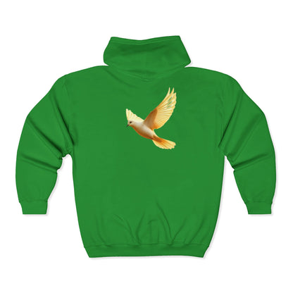Peaceful Spirit Women's Zip-Up Hoodie with Dove in Flight Design
