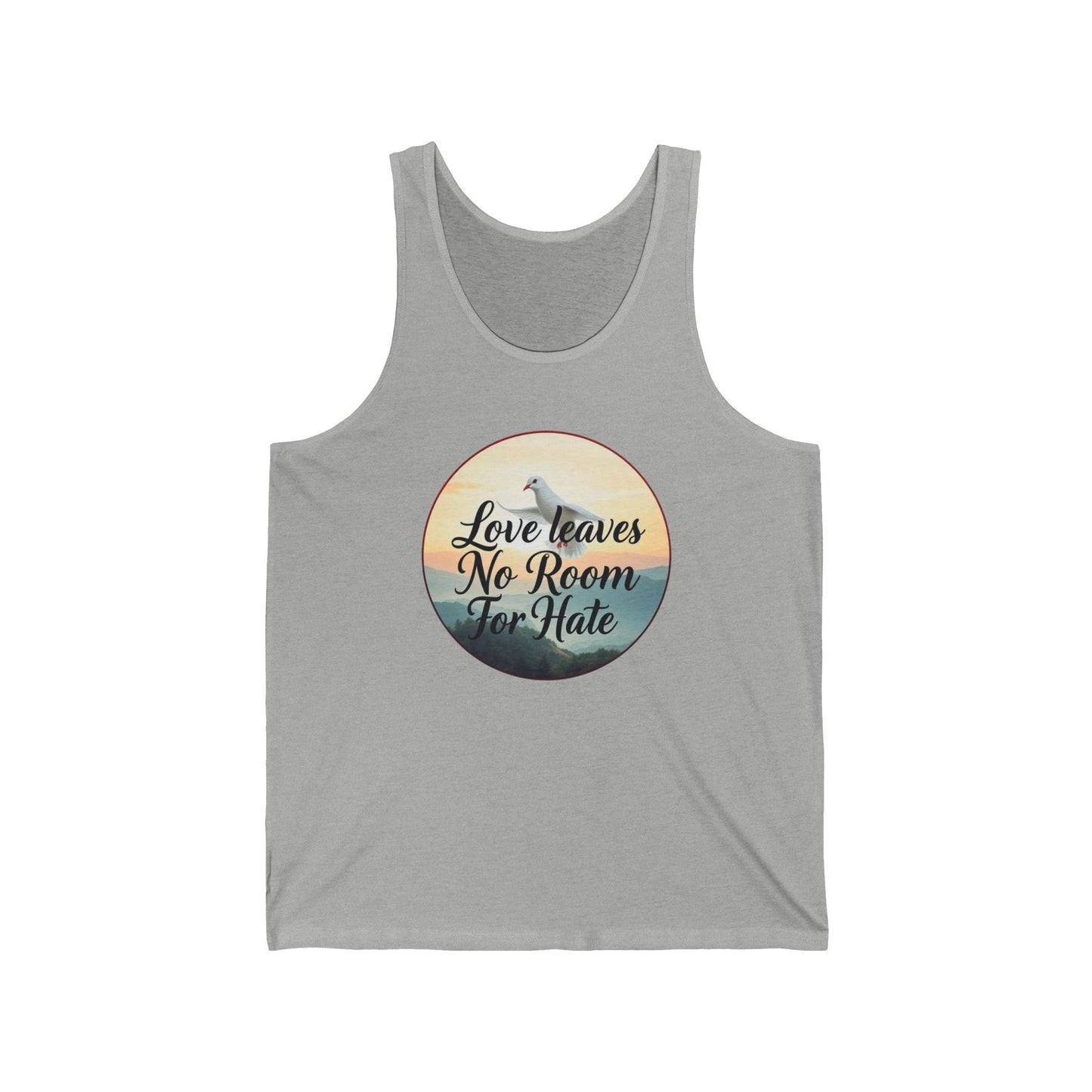 Women’s Christian Tank Top – Love Leaves No Room For Hate Dove Design – Faith & Peace Wear