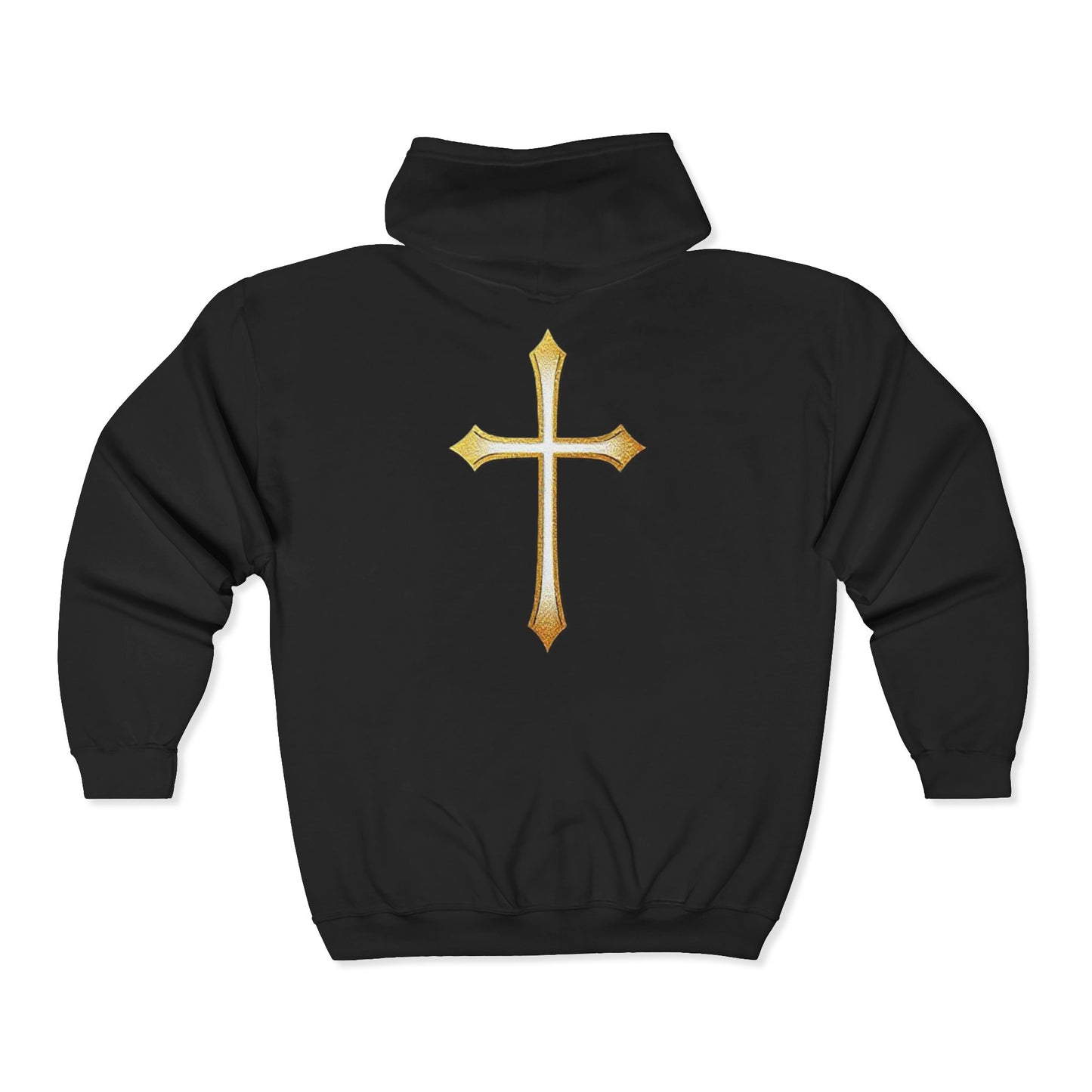 Men’s Modern Gold Cross Zip-Up Hoodie – Everyday Comfort with Faith