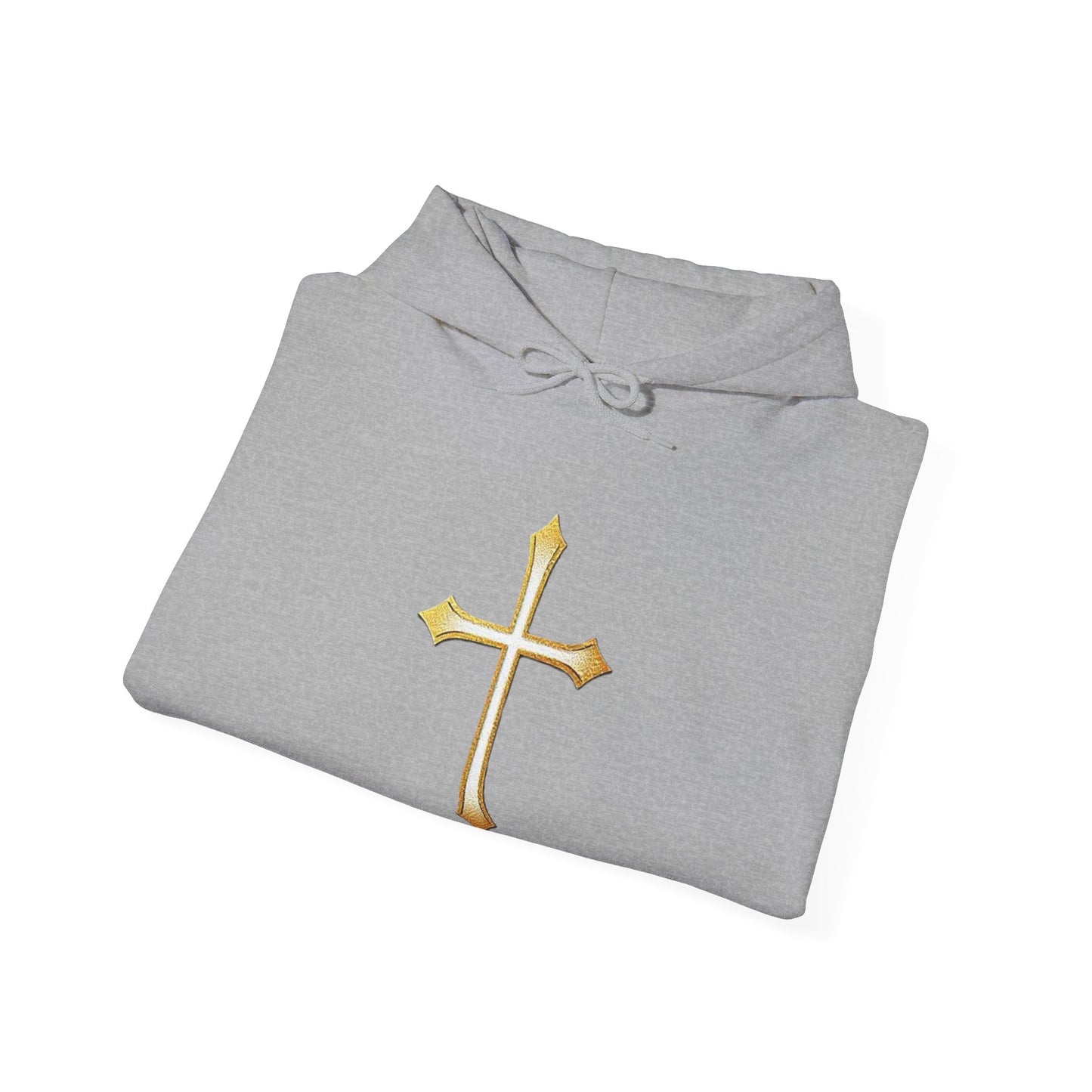 Men’s Gold Cross Hoodie – Bold Christian Faith Hoodie with Front & Back Design