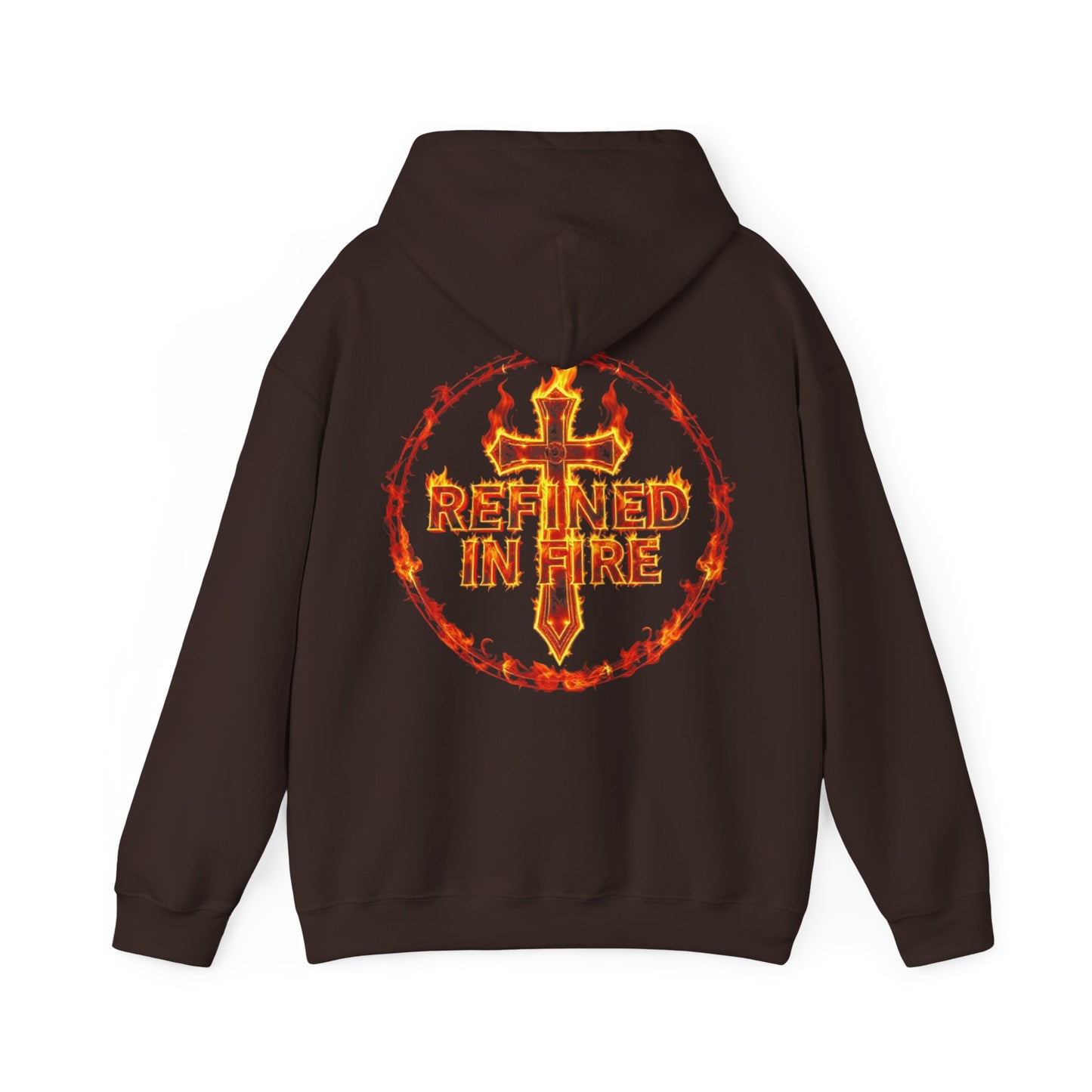 Men’s “Refined in Fire” Christian Hoodie – Flame Design Faith Pullover