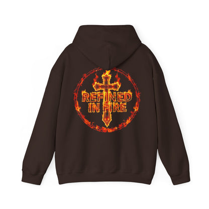 Men’s “Refined in Fire” Christian Hoodie – Flame Design Faith Pullover