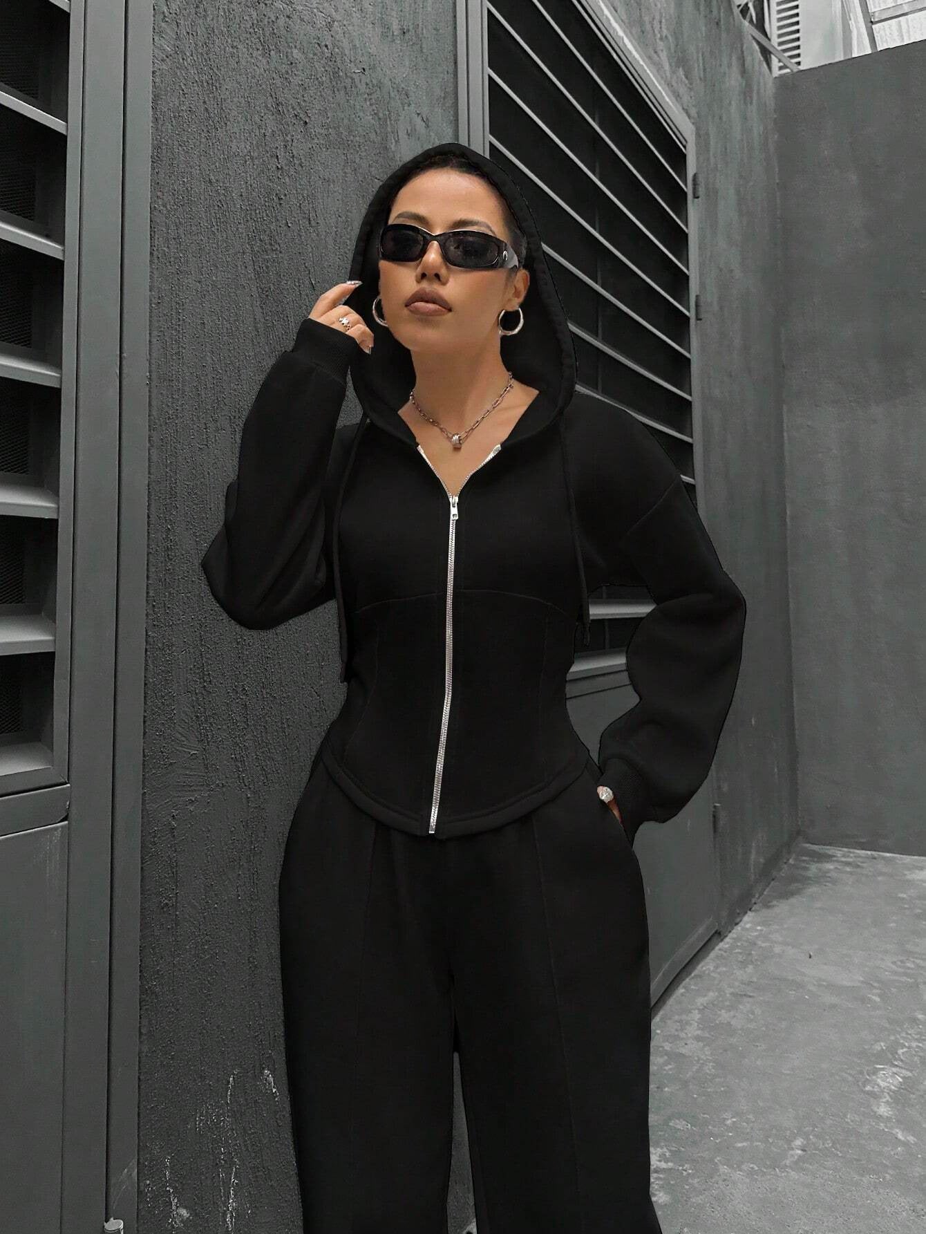 Joyous Peace Hooded Cardigan Slim Fit Set