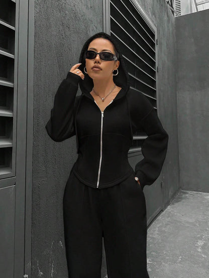 Joyous Peace Hooded Cardigan Slim Fit Set
