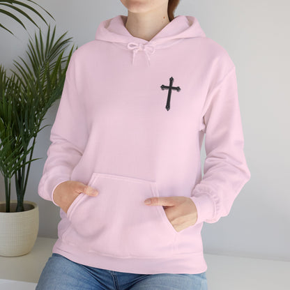 Warrior’s Black Cross Women’s Hoodie – Front & Back Christian Apparel | Ephesians 6:11