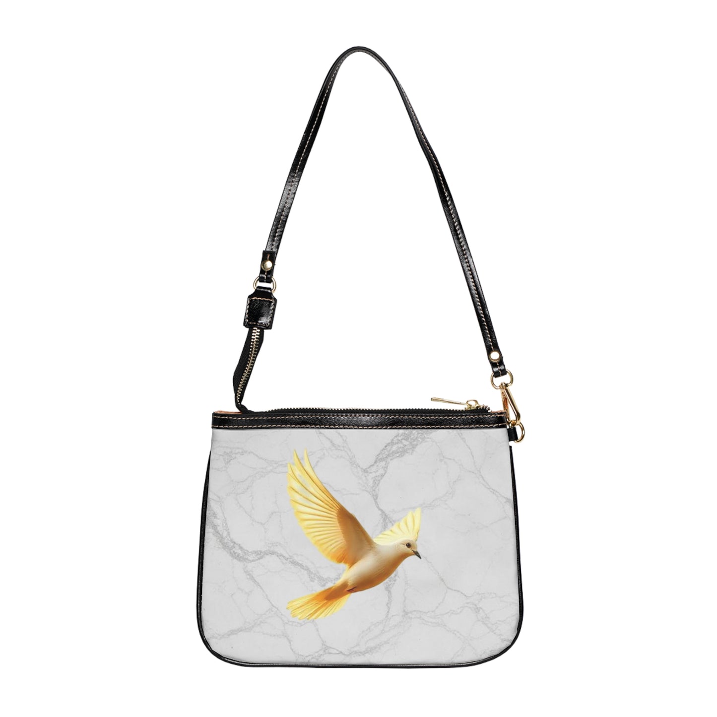 Heaven’s Grace: Golden Dove on Marble – Elegant Christian Purse