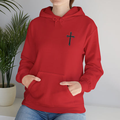 Warrior’s Black Cross Women’s Hoodie – Front & Back Christian Apparel | Ephesians 6:11