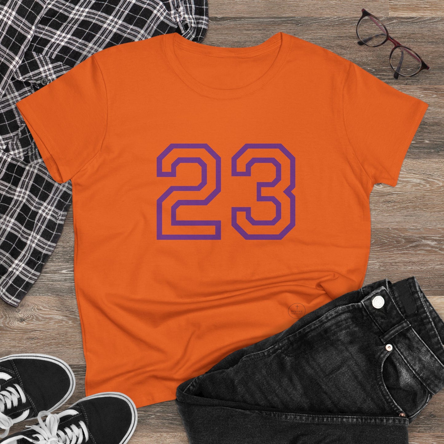 Psalm 23 Women’s Tee – Inspired Sports-Style Shirt (Purple Numbering)