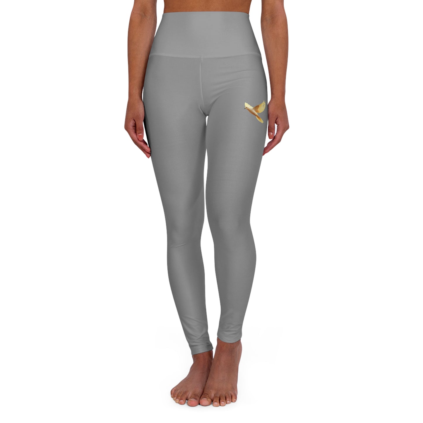 Golden Dove Women’s High-Waisted Yoga Leggings in Grey – Spirit of Peace and Power