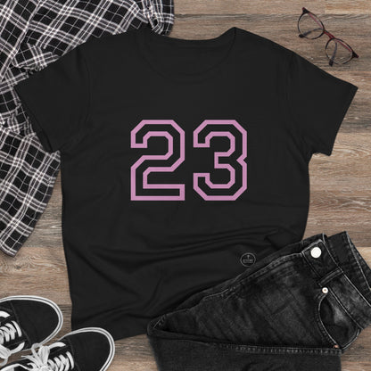 Psalm 23 Women’s Tee – Inspired Sports-Style Shirt (Pink Numbering)