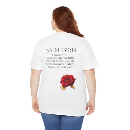 Handcrafted by God (Rose) - Woman's Christian T-Shirt (Dark Lettering)