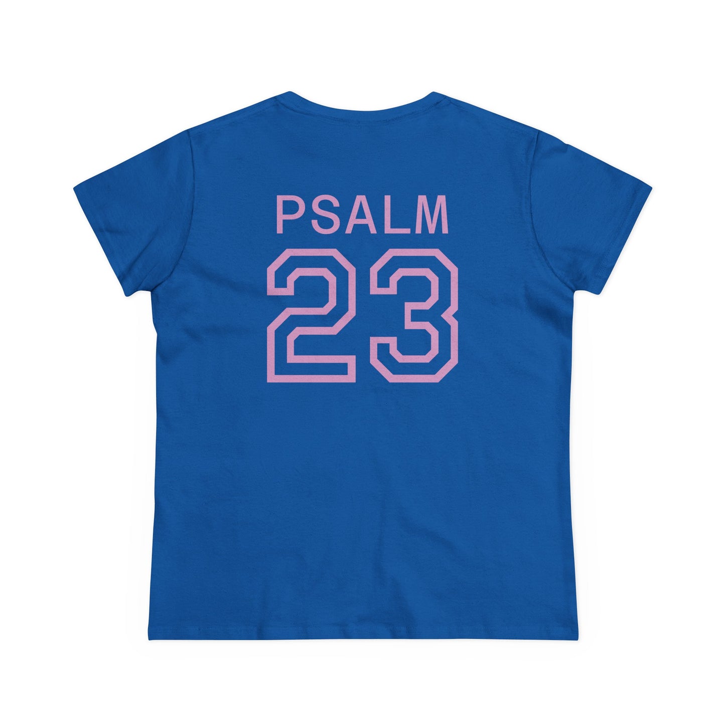 Psalm 23 Women’s Tee – Inspired Sports-Style Shirt (Pink Numbering)