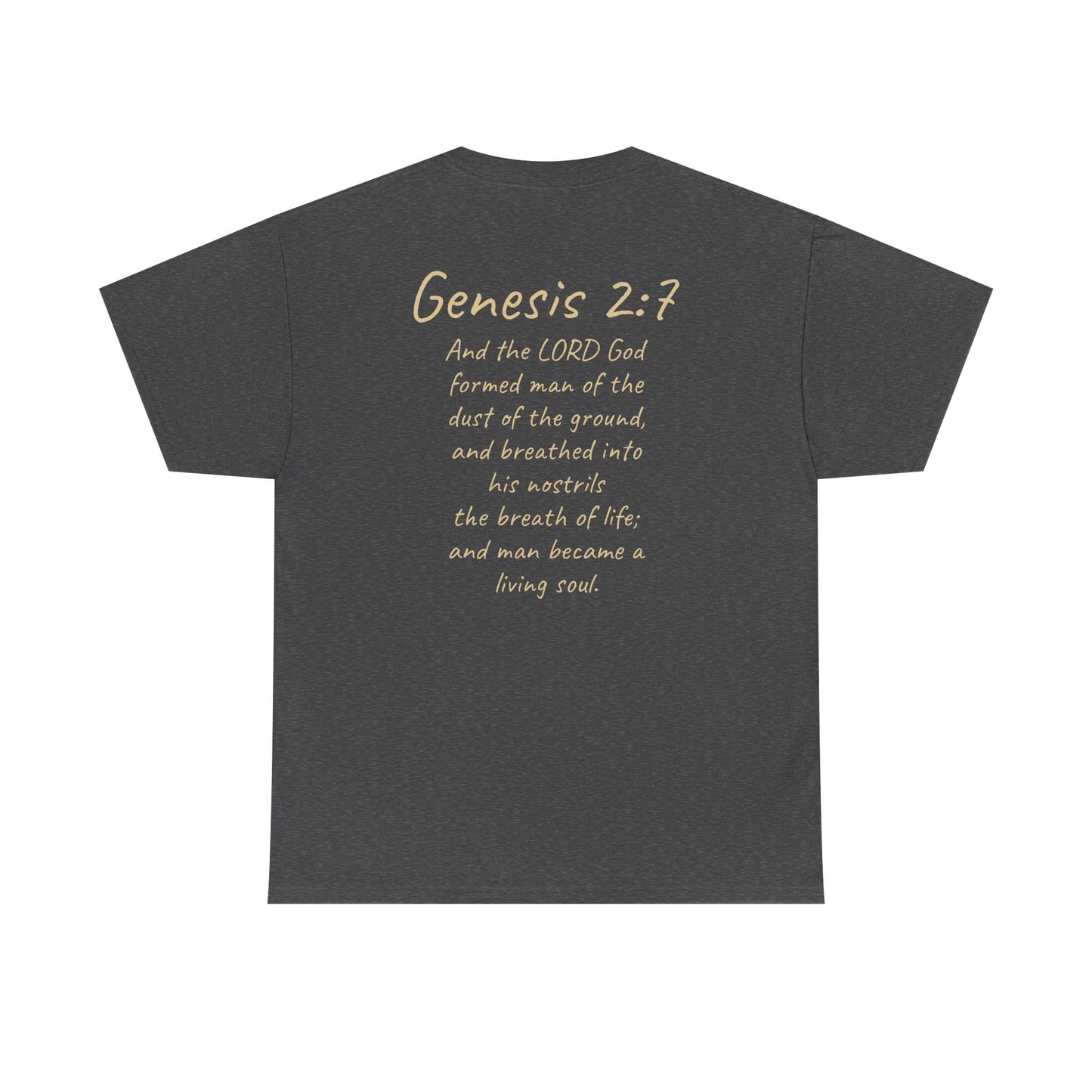 Formed from the Dust | Men’s Christian T-Shirt with Genesis 2:7 (Light Lettering)